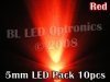 5mm LED Pack Red (10pcs)