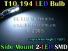 T10 2-LED SMD Style (White) - Pair