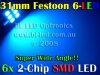31mm 6-LED SMD (Blue)