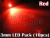 3mm LED Pack Red (10pcs)