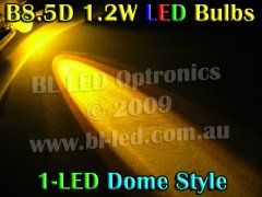 B8.5D Twist Lock 1-LED (Amber) - Pair