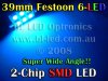 39mm 6-LED SMD (Blue)