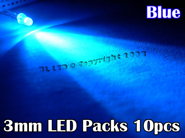 3mm LED Pack Blue (10pcs) - Click Image to Close