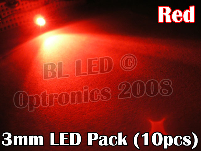 3mm LED Pack Red (10pcs) - Click Image to Close