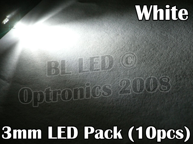 3mm LED Pack White (10pcs) - Click Image to Close
