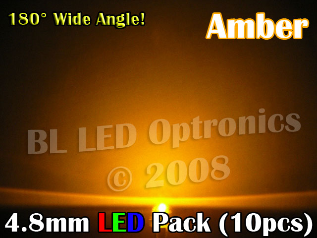 4.8mm LED Pack Amber (10pcs) - Click Image to Close
