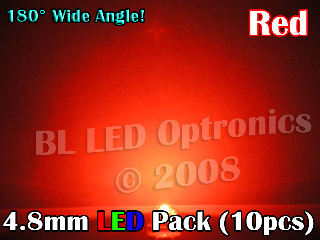4.8mm LED Pack Red (10pcs) - Click Image to Close