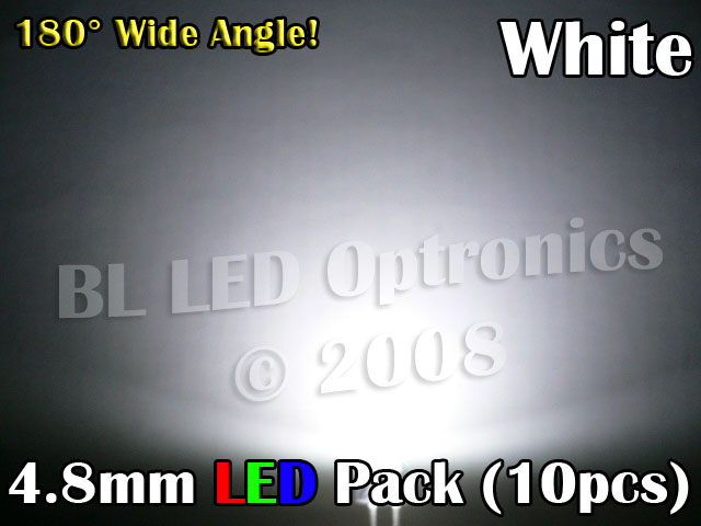 4.8mm LED Pack White (10pcs) - Click Image to Close