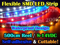5 Meter Waterproof Ribbon Style LED Strip - Single Colour
