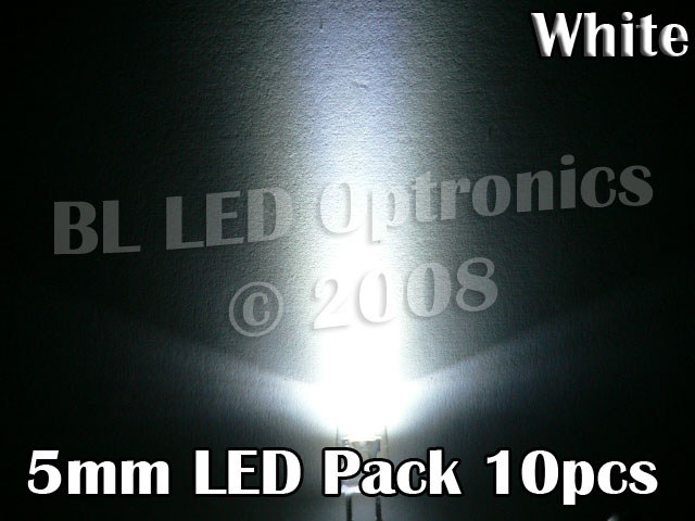 5mm LED Pack White (10pcs) - Click Image to Close