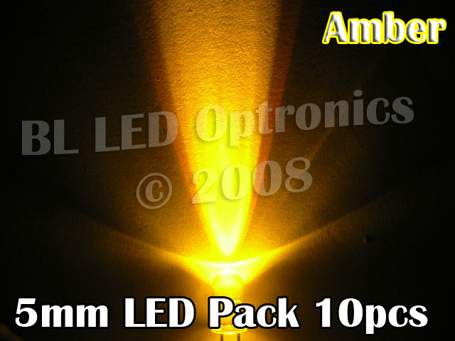 5mm LED Pack Amber (10pcs) - Click Image to Close