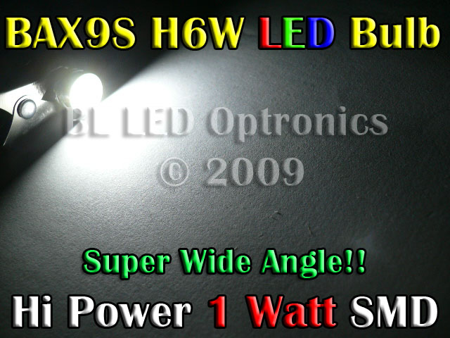 BAX9S H6W Hi Power 1W SMD (White) - Pair - Click Image to Close