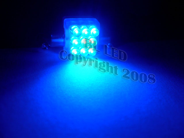 31mm Festoon 9-LED (Blue) - Click Image to Close