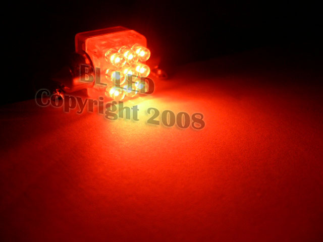 31mm Festoon 9-LED (Red) - Click Image to Close