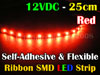 25cm 12V Flexible SMD Ribbon Style LED Strip (Red)