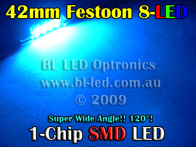 42mm 8-LED SMD (Blue) - Click Image to Close