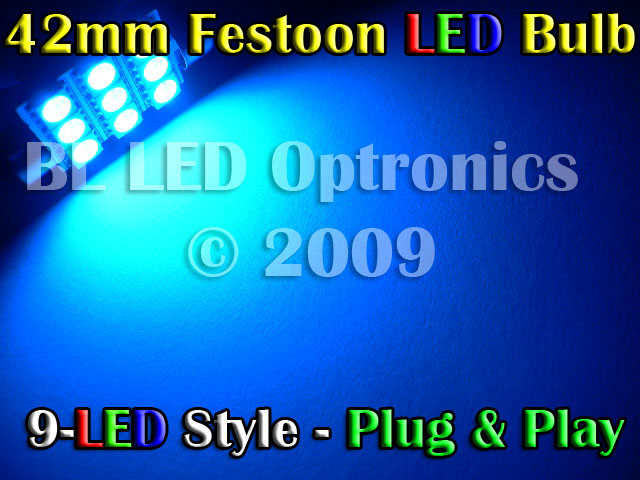 42mm 9-LED SMD (Blue) - Click Image to Close