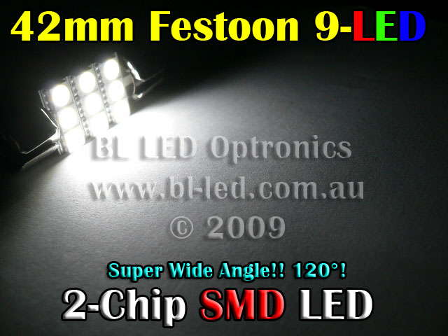 42mm 9-LED SMD (White) - Click Image to Close