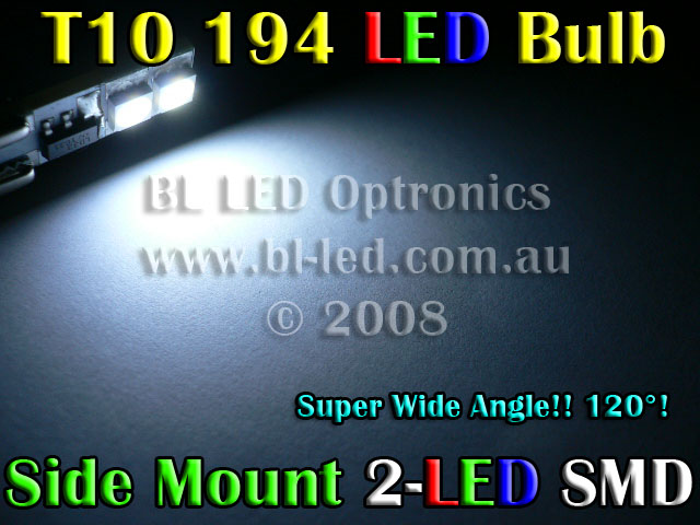 T10 2-LED SMD Style (White) - Pair - Click Image to Close