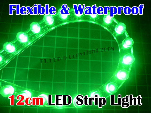 12cm Flexible Waterproof LED Strip (Green) - Click Image to Close