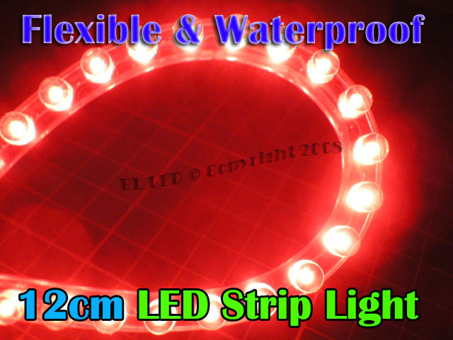 12cm Flexible Waterproof LED Strip (Red) - Click Image to Close