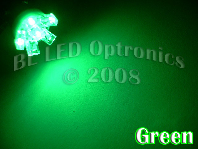 T10 6-LED Flat Style (Green) - Pair - Click Image to Close