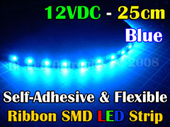 25cm 12V Flexible SMD Ribbon Style LED Strip (Blue)