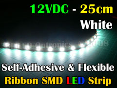 25cm 12V Flexible SMD Ribbon Style LED Strip (White)