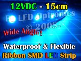 15cm Waterproof/Flexible SMD Ribbon Style LED Strip (Blue)